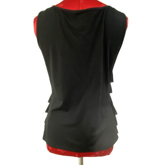 NWT Doncaster Collection Size 6 Dressy Black Tank Top Sleeveless Ruffle Front - Picture 4 of 9